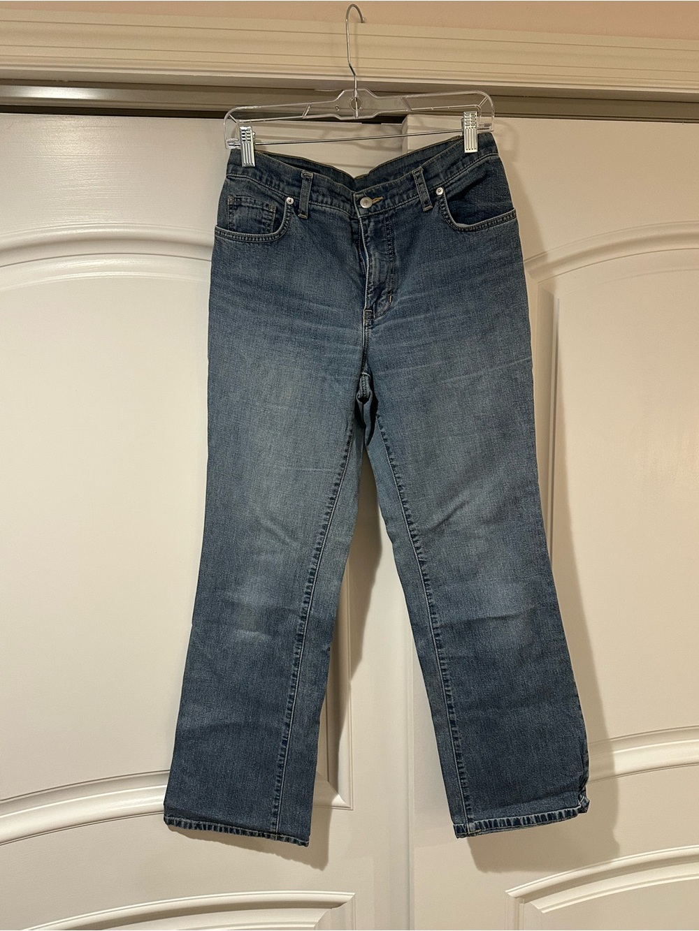Lands' End Women's Straight Leg Denim Jeans in Faded Blue